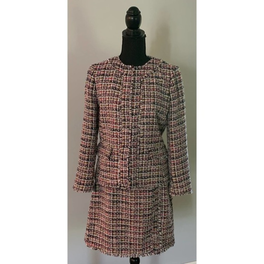 Ann Taylor Multi Color Tweed Skirt and Jacket Set NWT